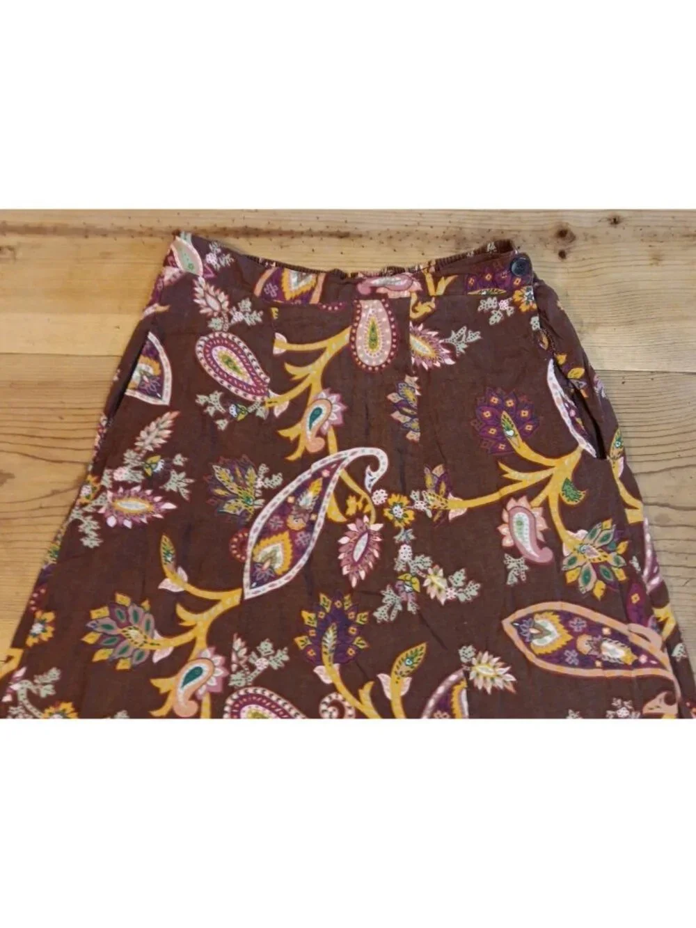 Vtg Diane Von Furstenberg Color Authority Skirt Women M Midi Brown Paisley Rayon
